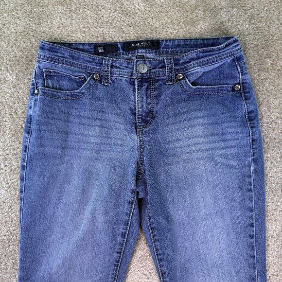 Nine West Women's Bootcut Blue Jeans Size 6/28 Flap Pockets Mid Rise 32x31 E631 - Picture 2 of 13